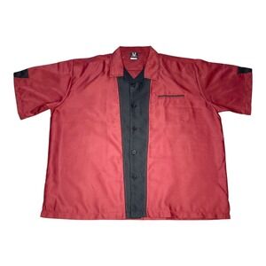Hilton Bowling Shirt Mens 3XL Red Black Short Sleeve Camp Button Up Pocket Retro